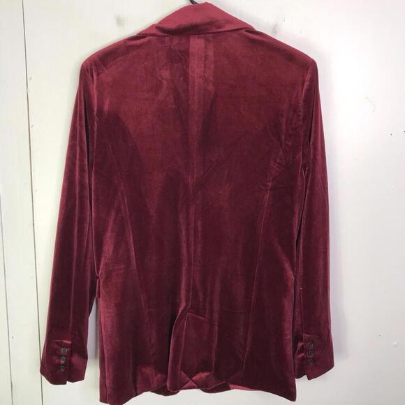 Blank NYC Blazer Womens M Velvet Burgundy One Button Holiday Formal Soft - Picture 2 of 11